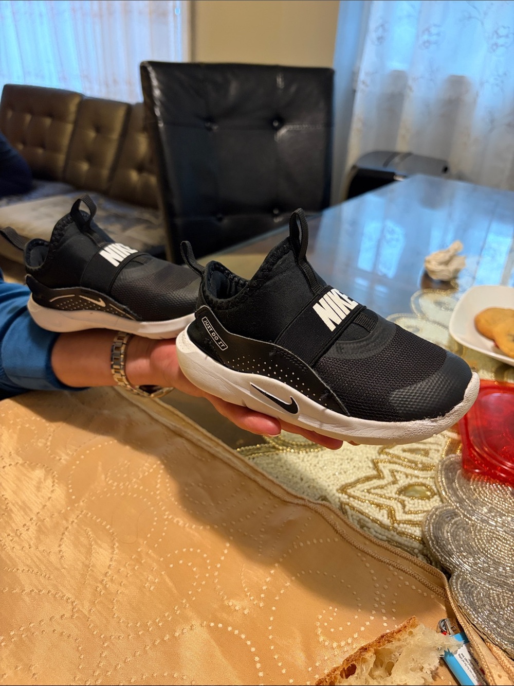 Nike Kids Black Slip-On Sneakers with White Sole